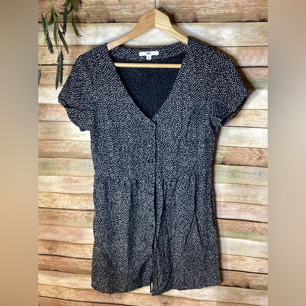 Short Sleeve Black Polkadots Romper VANS Women’s Small